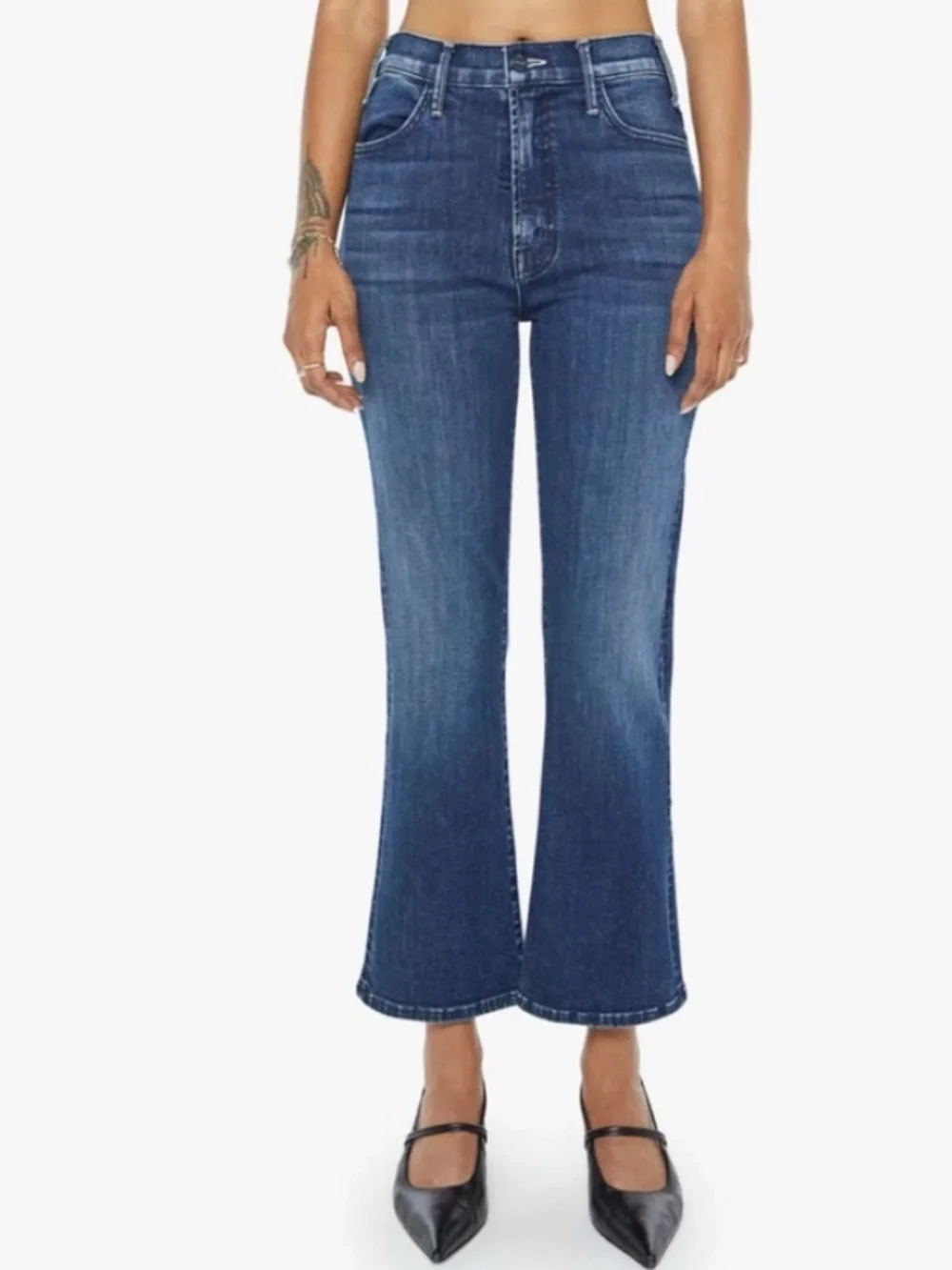 Mother The Lil Hustler Ankle Heirloom Cropped Kick Flare Stretch Jeans Size 28